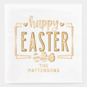 Happy Oaster Eggs Script Personalisiert Name Servietten Mit Folie (Vorderseite)