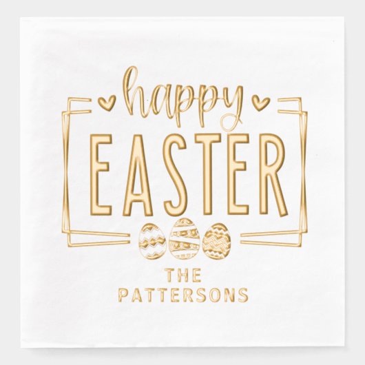 Happy Oaster Eggs Script Personalisiert Name Servietten Mit Folie (Vorderseite)