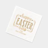 Happy Oaster Eggs Script Personalisiert Name Servietten Mit Folie (Links)