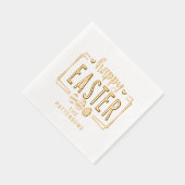 Happy Oaster Eggs Script Personalisiert Name Servietten Mit Folie (Rechts)