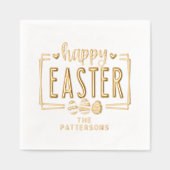 Happy Oaster Eggs Script Personalisiert Name Servietten Mit Folie (Vorderseite)