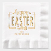 Happy Oaster Eggs Script Personalisiert Name Servietten Mit Folie (Vorderseite)