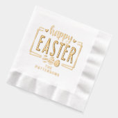 Happy Oaster Eggs Script Personalisiert Name Servietten Mit Folie (Links)