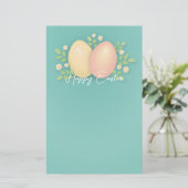 Happy Oaster Eier Pastellblütendesign Briefpapier (Stehend Vorderseite)