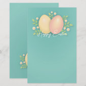 Happy Oaster Eier Pastellblütendesign Briefpapier (Vorne/Hinten)