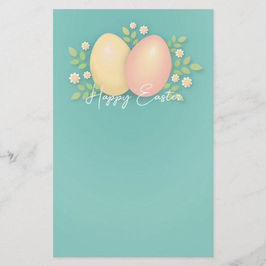 Happy Oaster Eier Pastellblütendesign Briefpapier (Vorderseite)