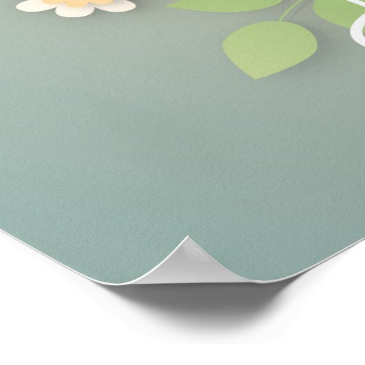 Happy Oaster Eier und Frühlingsblumen Baby blau Poster (Ecke)