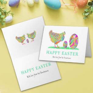 Happy Oaster Eiern Hühneraquarell Feiertagskarte