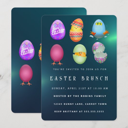 Happy Oaster Einladung (Vorne/Hinten)