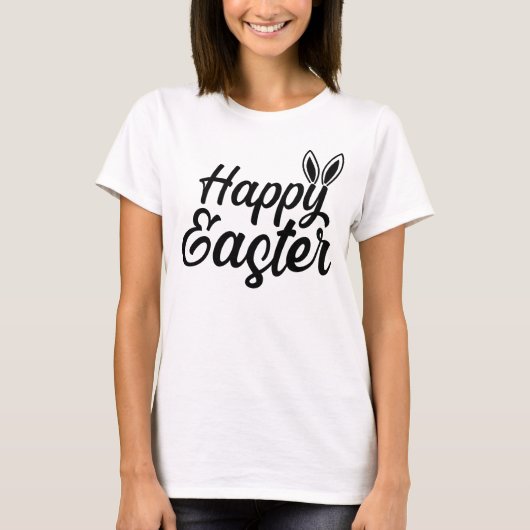 Happy Oaster, Elegant & Simple Bunny Ears T-Shirt (Vorderseite)