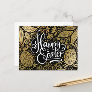 Happy Oaster Elegante Boho Black and Gold Postkarte