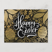 Happy Oaster Elegante Boho Black and Gold Postkarte (Vorderseite)