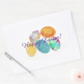 Happy Oaster, elegante Ostereier-Aufkleber Ovaler Aufkleber (Umschlag)