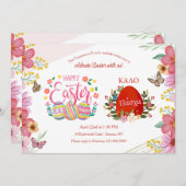 Happy Oaster Englisch / Griechisch Einladung (Vorne/Hinten)