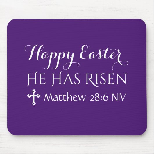 Happy Oaster Er hat Risen Bible Verse Dunkel Lila Mousepad (Vorne)