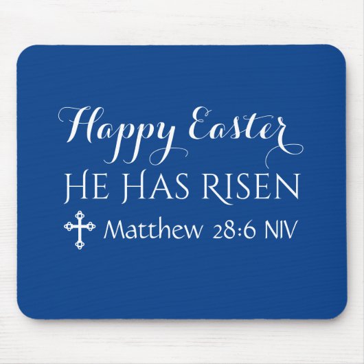 Happy Oaster Er hat Risen Bible Verse Dunkelblau Mousepad (Vorne)