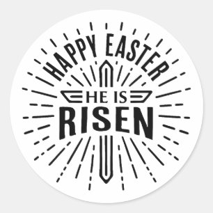 Happy Oaster Er ist aufgestanden Runder Aufkleber