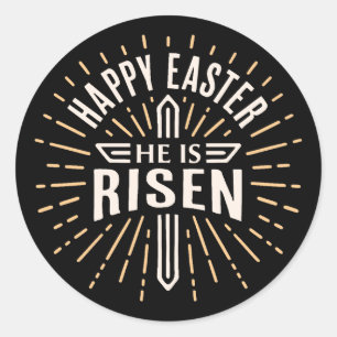 Happy Oaster Er ist aufgestanden Runder Aufkleber