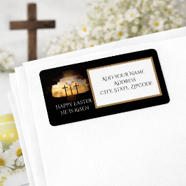 Happy Oaster Er ist drei Crosses-Adresse Rised Adressaufkleber