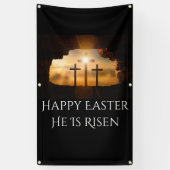 Happy Oaster Er ist drei Kreuze Risen Banner (Vertikal)
