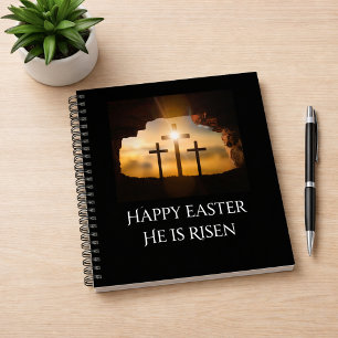 Happy Oaster Er ist drei Kreuze Risen Notizblock