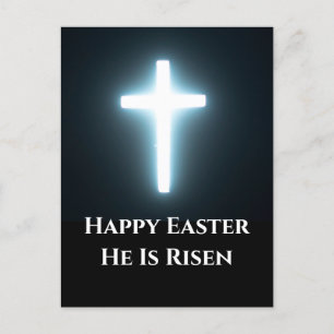 Happy Oaster Er ist Risen White Light Cross Feiertagspostkarte