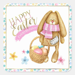 Happy Oaster Everybunny ID640 Quadratischer Aufkleber