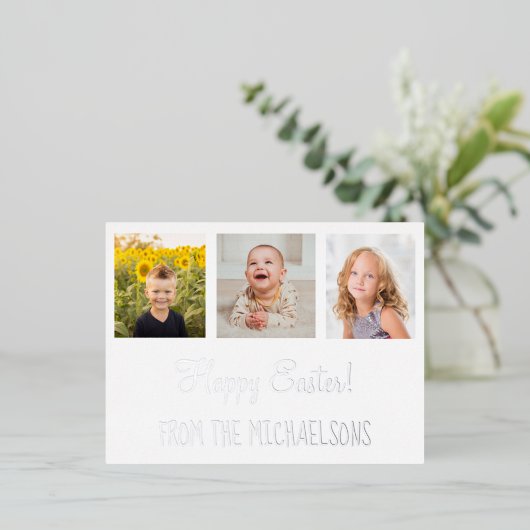 Happy Oaster Family Foto Folie Einladungspostkarte (Stehend vorne)