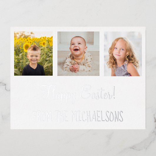 Happy Oaster Family Foto Folie Einladungspostkarte (Vorderseite)