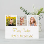 Happy Oaster Family Foto Folien Feiertagskarte (Stehend vorne)