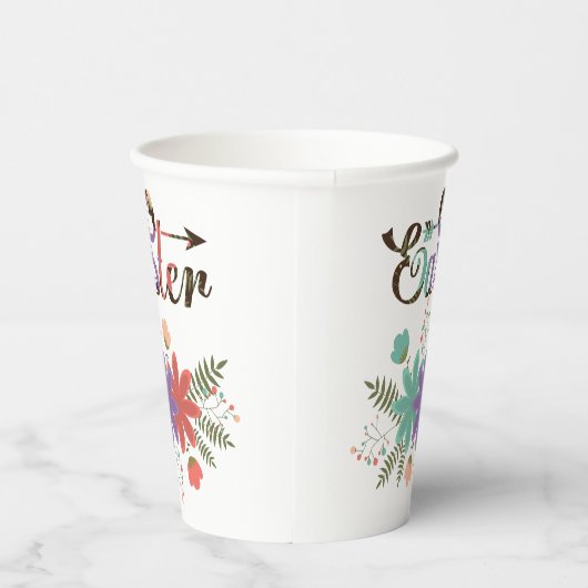Happy Oaster - farbenfrohe Blume Paper Cup Pappbecher (Rechts)