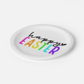 Happy Oaster farbenfrohe Tischeinstellung Pappteller (Schrägansicht)