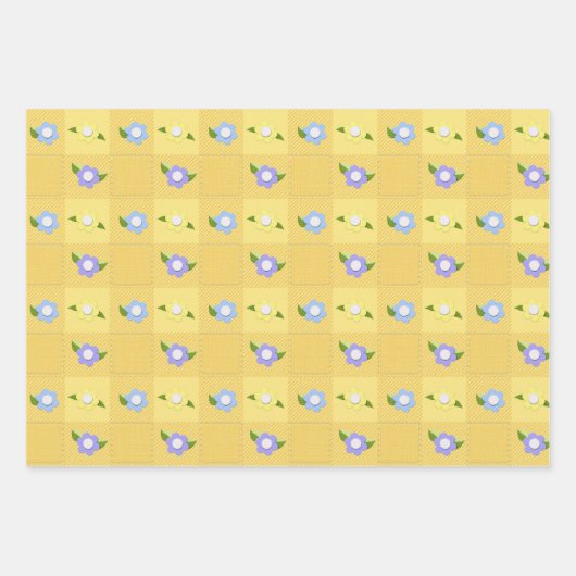 Happy Oaster Felt Look Bunnies Eier und Muster Geschenkpapier Set (Vorderseite 2)