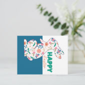 Happy Oaster Floral Bunny Editable Postkarte (Stehend Vorderseite)
