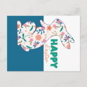 Happy Oaster Floral Bunny Editable Postkarte (Vorderseite)