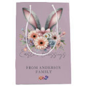 Happy Oaster Floral Bunny Oars Lila Mittlere Geschenktüte (Vorderseite)