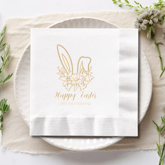 Happy Oaster Floral Bunny Oars Personalisiert Name Servietten Mit Folie