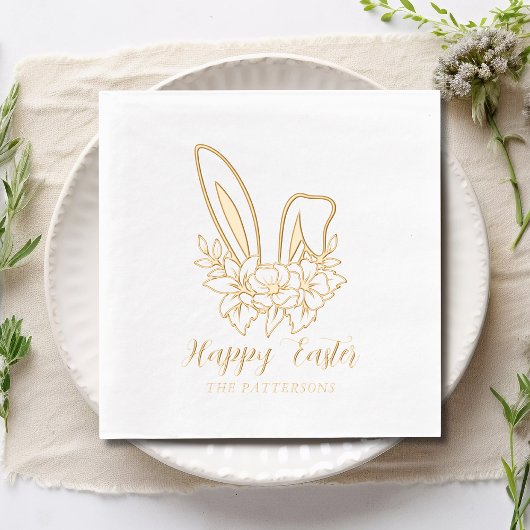 Happy Oaster Floral Bunny Oars Personalisiert Name Servietten Mit Folie