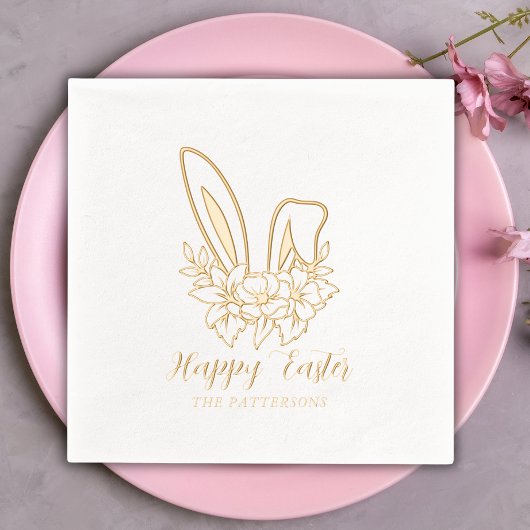 Happy Oaster Floral Bunny Oars Personalisiert Name Servietten Mit Folie
