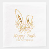 Happy Oaster Floral Bunny Oars Personalisiert Name Servietten Mit Folie (Vorderseite)