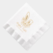 Happy Oaster Floral Bunny Oars Personalisiert Name Servietten Mit Folie (Rechts)
