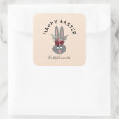 Happy Oaster Floral Bunny Personalisiert Quadratischer Aufkleber (Tasche)
