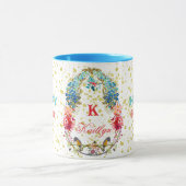 Happy Oaster Floral Decorative Monogram Typografie Tasse (Zentrum)