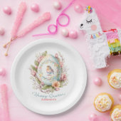 Happy Oaster Floral Easter Egg Personalisiert Pape Pappteller (Party)