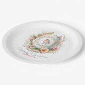 Happy Oaster Floral Easter Egg Personalisiert Pape Pappteller (Schrägansicht)