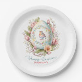 Happy Oaster Floral Easter Egg Personalisiert Pape Pappteller (Vorderseite)