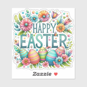 Happy Oaster Floral Gruß Springtime Spaß Aufkleber