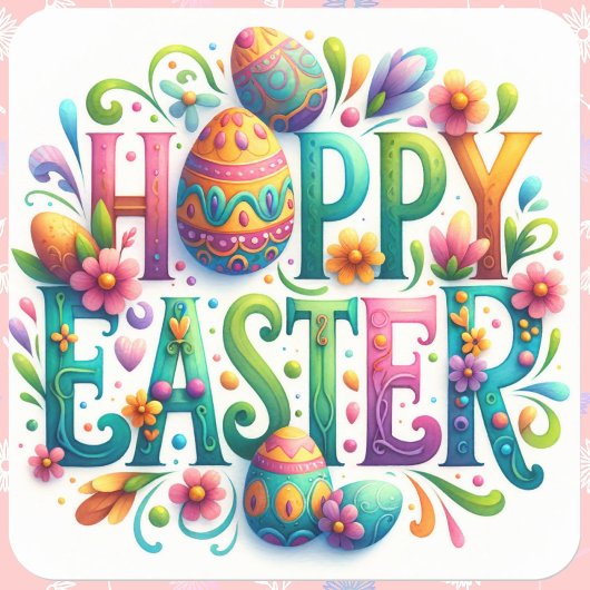 Happy Oaster Floral Gruß Springtime Spaß Quadratischer Aufkleber