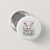 Happy Oaster Floral Ostern Bunny Rabbit Button (Vorne & Hinten)