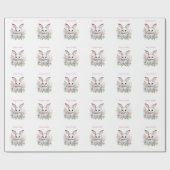 Happy Oaster Floral Ostern Bunny Rabbit Geschenkpapier (Flach)